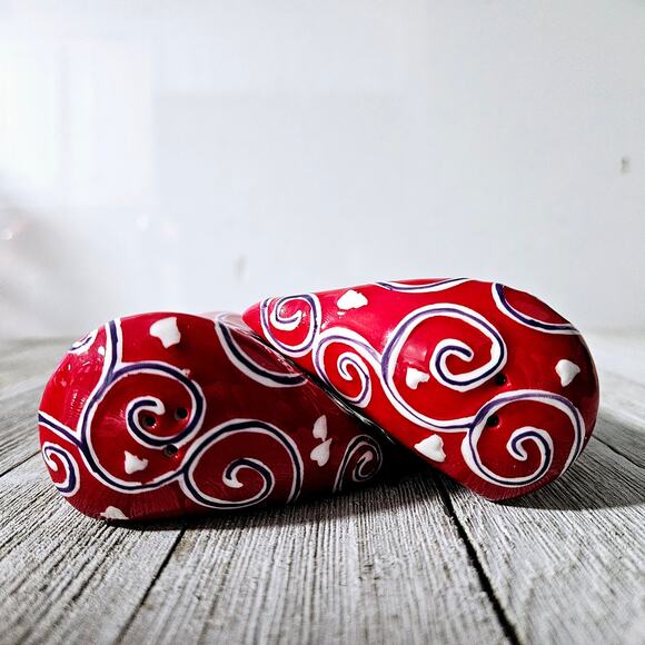 2-Piece Red Heart Shaped Salt and Pepper Shaker Set by Bella Casa by Ganz with - Picture 7 of 16